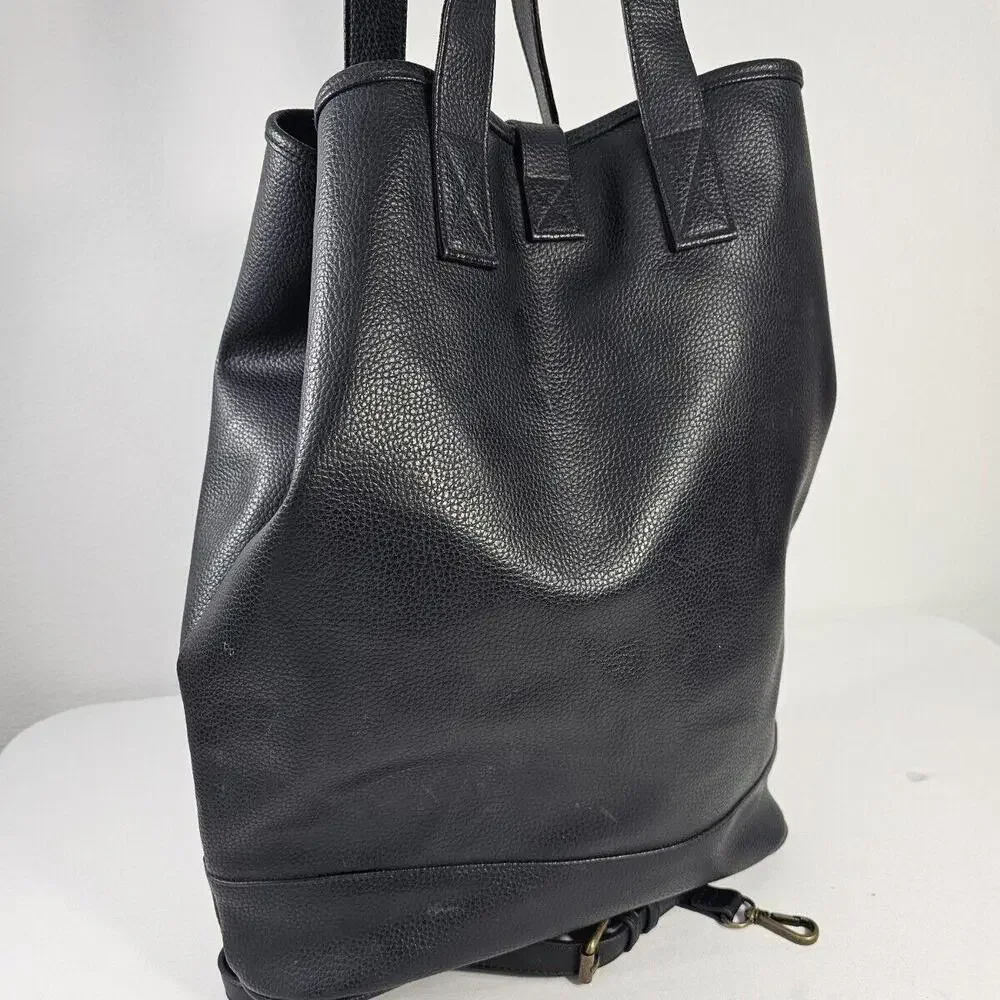 Germaine Monteil Paris Large Black Leather Tote Purse - Picture 6 of 13